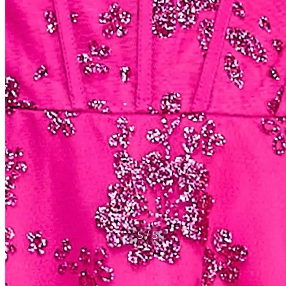 B Darlin Hot Pink Beaded Sweetheart Ball Gown - Picture 4 of 4